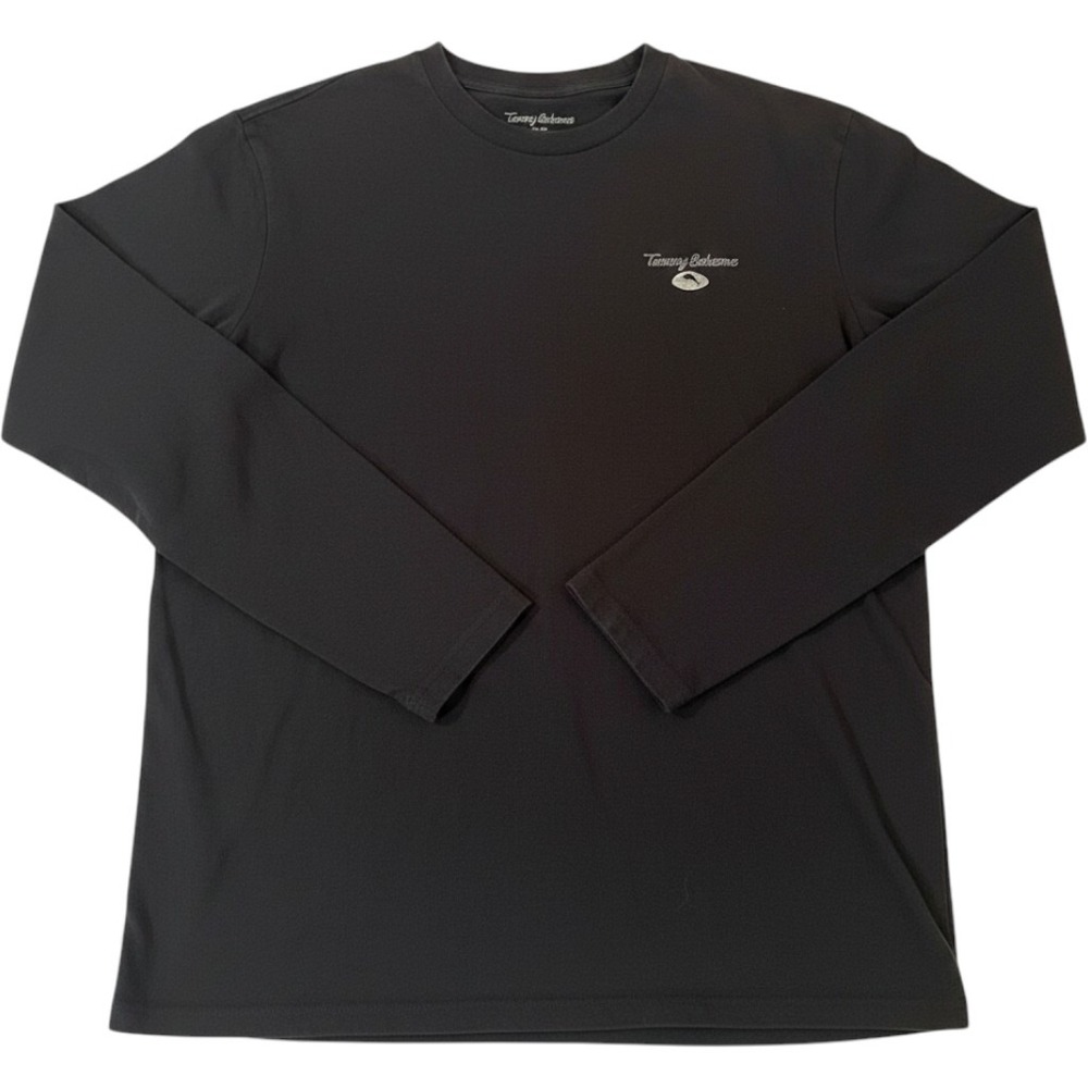 Tommy Bahama Long Sleeve Graphic T-Shirt Large Black Cotton Football Weekend Tee